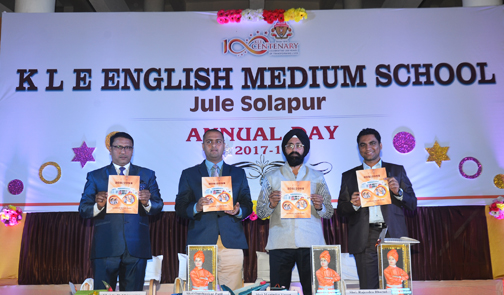School Magazine Release by Chief guest Shri Rajedra Bharud,Mahindrasingh Uppal, Omshankar Patil & Principal Shivanand Shiragave
